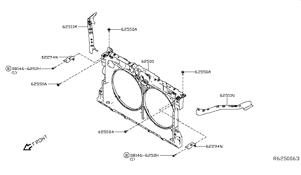 Nissan 62240-6CA5A RETAINER-Front Bumper Side