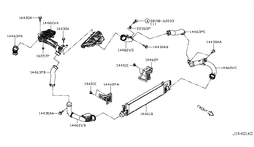 14463-6CB1C Genuine Nissan #144636CB1C Hose Air Inlet