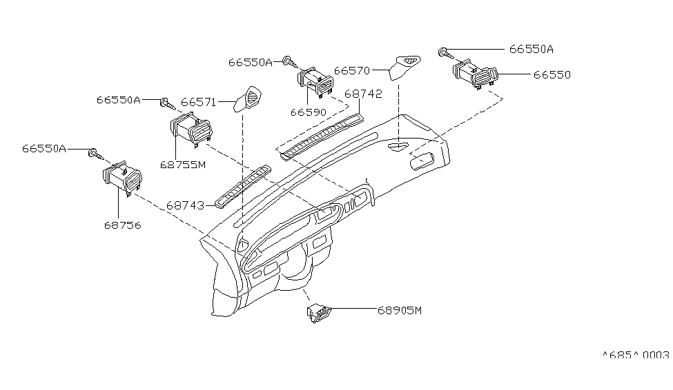 Nissan 68755-85E00 Ventilator Assy-Side