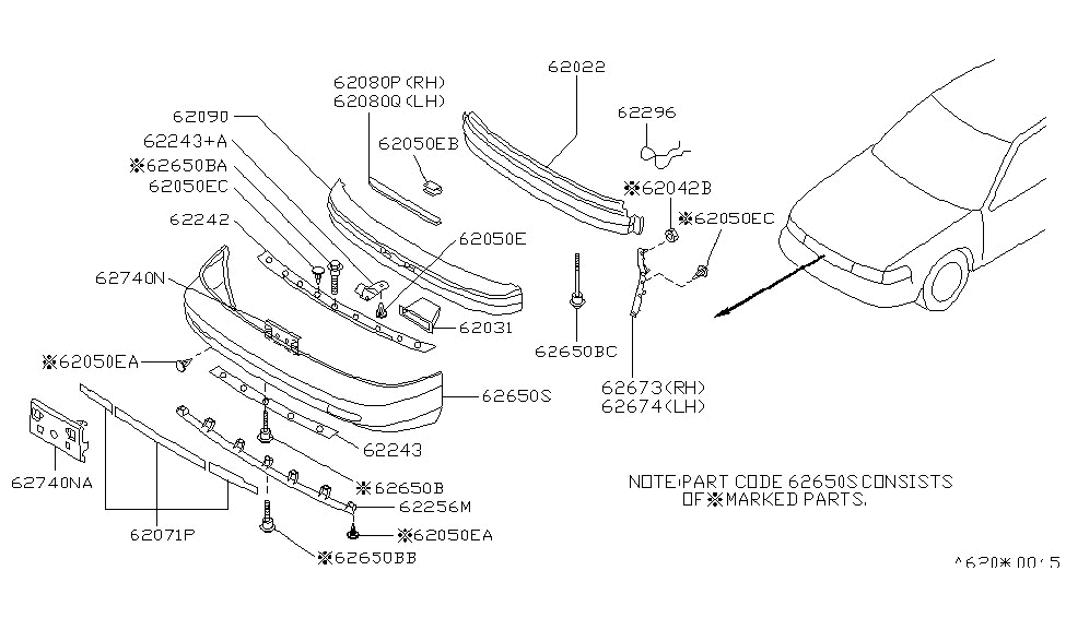 Nissan 62249-85E00 Retainer-Front Bumper,Lower Center