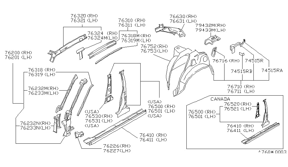 Nissan 76201-85E30 Pillar-Front LH