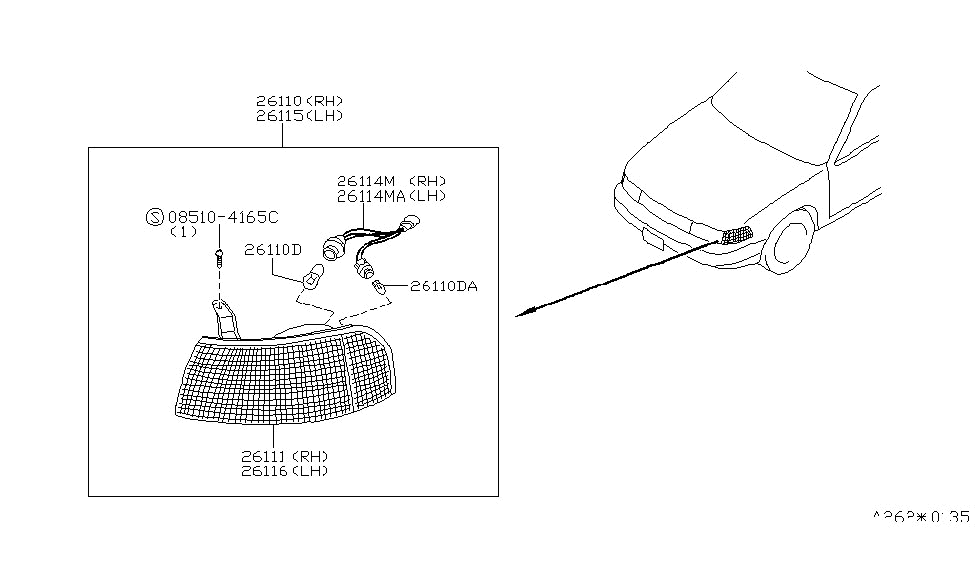 Nissan 26114-85E00 Lens-Side Combination,RH