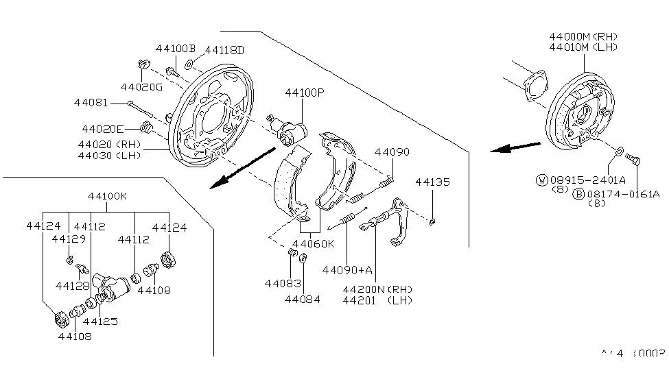 Nissan 44000-85E10 Brake Assy-Drum,Rear RH