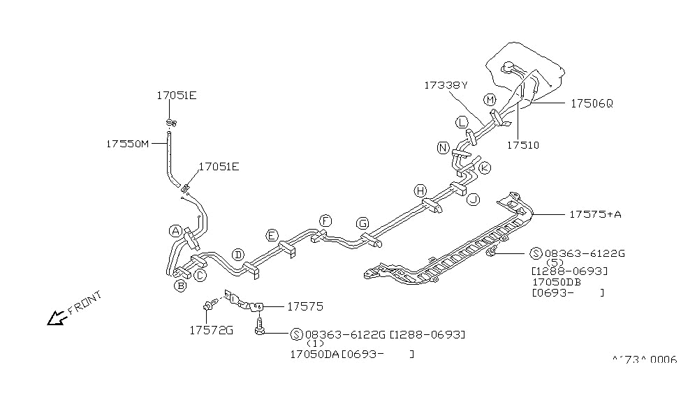 Nissan 17510-85E00 Tube-Fuel Return