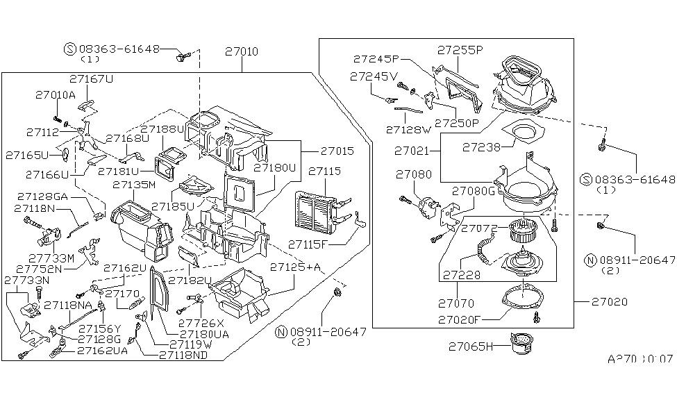 Nissan 27148-67Y00 Support-Heater Core