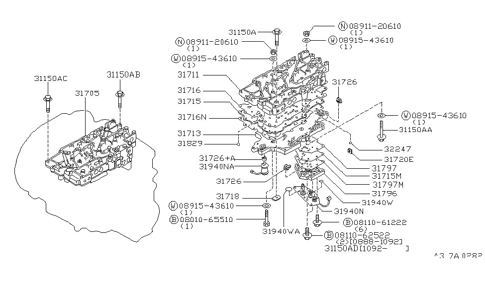 Nissan 31828-27X60 Gasket-Body Lock Up