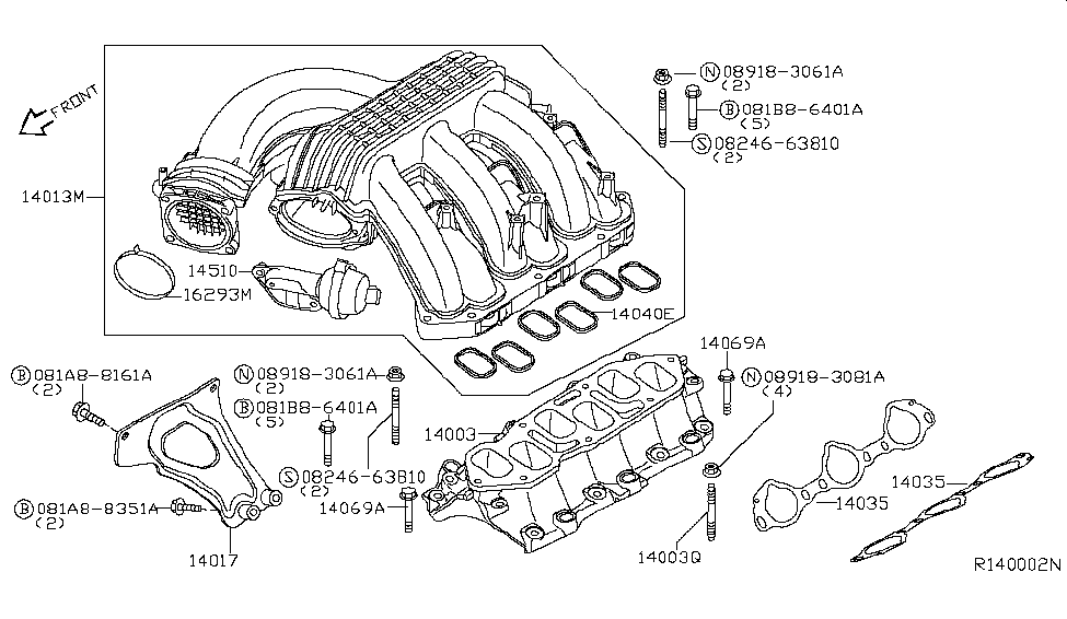 14003EA000 Genuine Nissan 14003EA000 MANIFOLDINTAKE