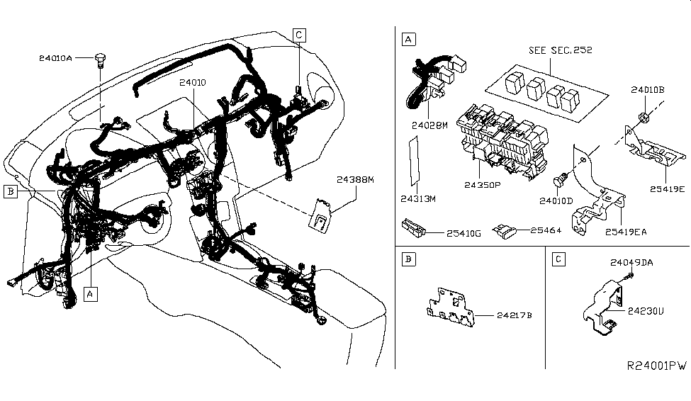 Nissan 24018-6FL0C Harness-Sub,Main