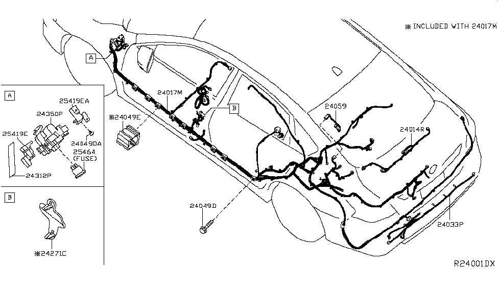 Nissan 24059-3TA0A Harness-DEFOGGER, Earth