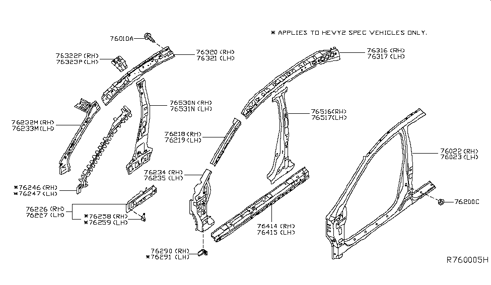 Nissan G6247-3TAMD Reinforce-Front Pillar, Inner LH