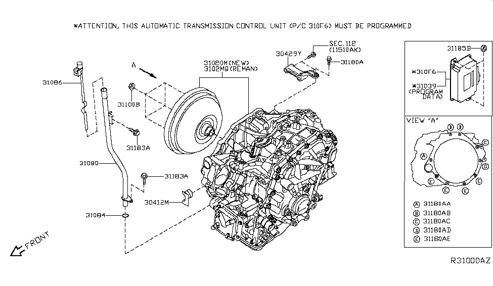 Nissan 3102M-3VX0CRE REMAN TRANSAXLE Assembly - Automatic