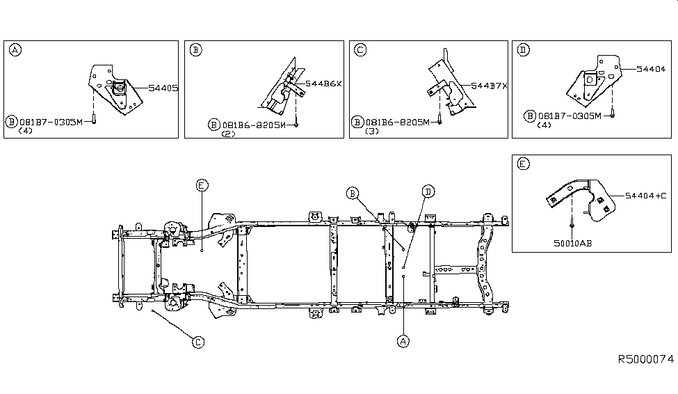 Nissan 544B7-EZ00C Bracket Assy-Cross Bar,Rear LH