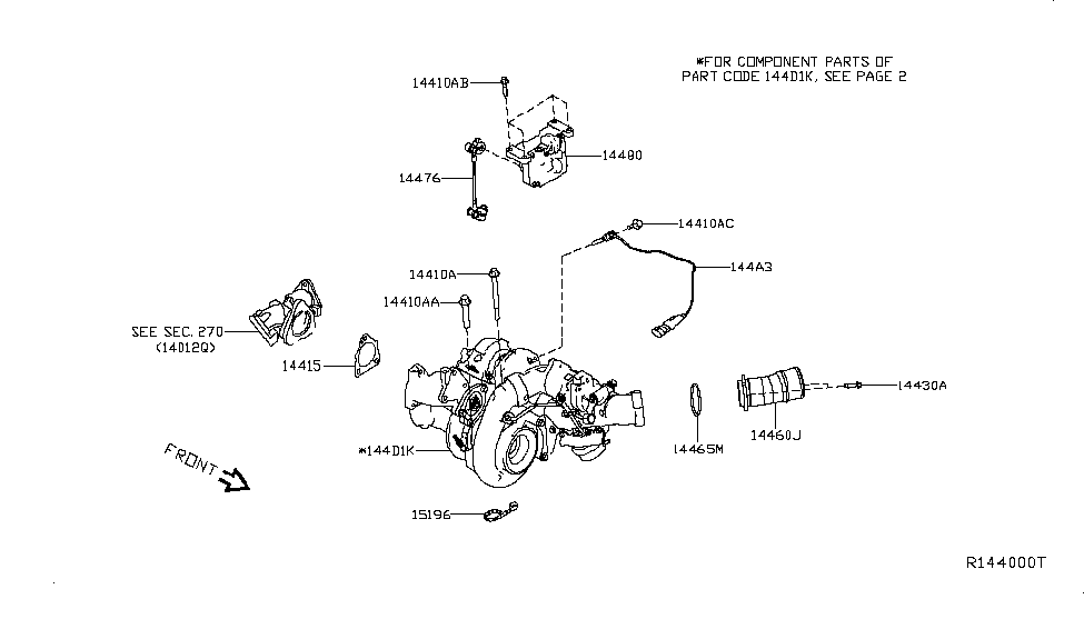 Nissan 14460-EZ40A Pipe Assy-Inlet