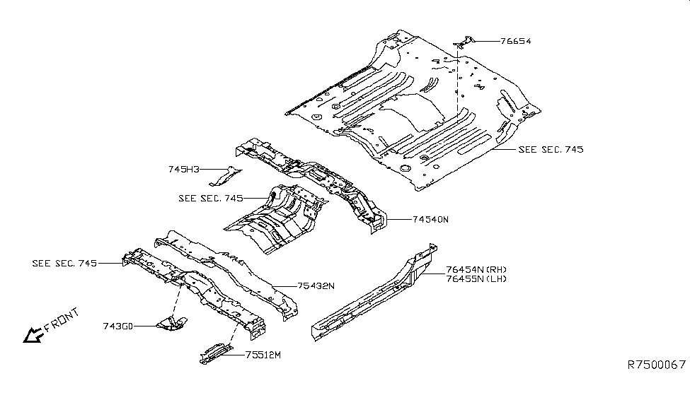 Nissan 745H3-EZ10A Bracket-Rear Floor Reinforce