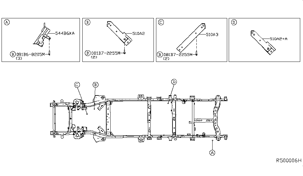 Nissan 510A3-EZ00C Member Assembly-Diagonal LH