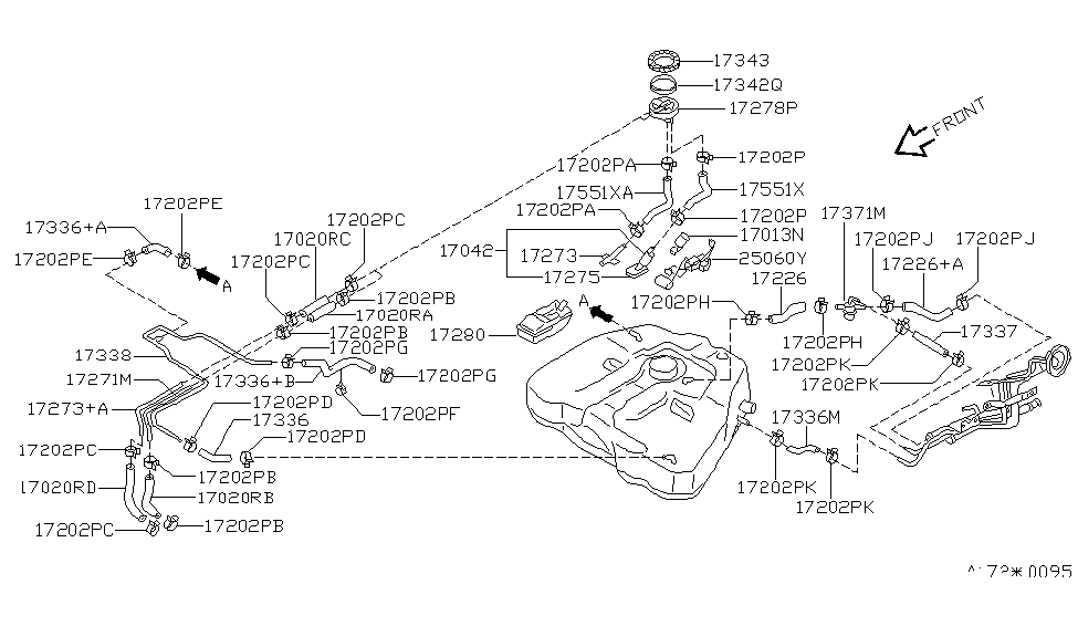 Nissan 17551-0Z000 Hose-Fuel