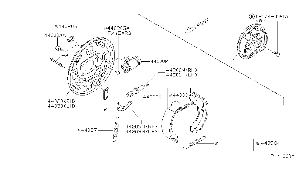 Nissan 44090-0Z426 Spring Kit Return, Rear Brake S