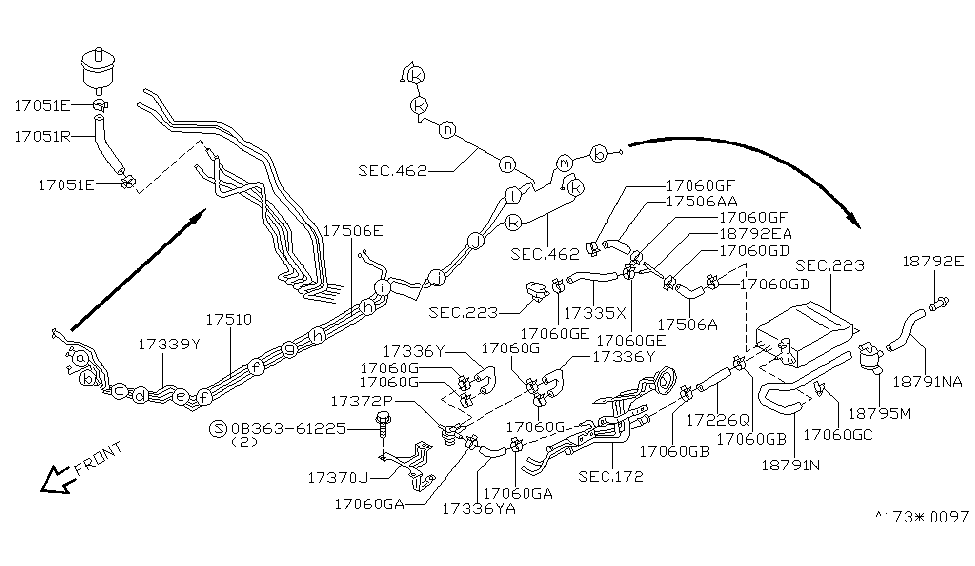 Nissan 17506-9E001 Tube-Fuel,Outlet