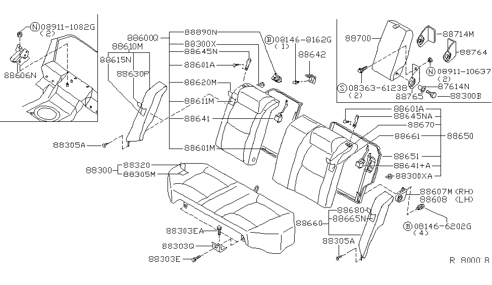 Nissan 88661-9E410 Pad-Rear Seat Back,L