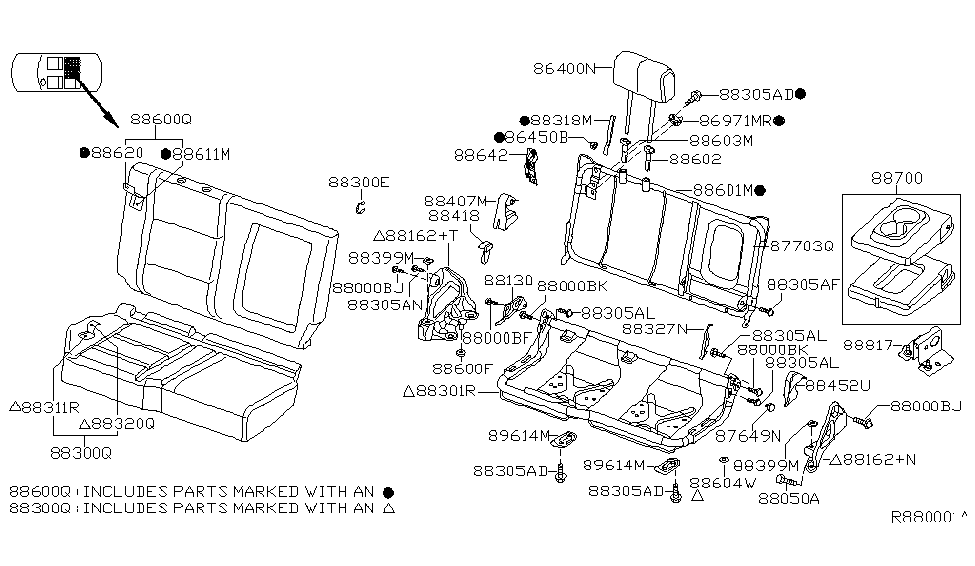 Nissan 88300-ZH70A Cushion Assembly-Rear Seat, R