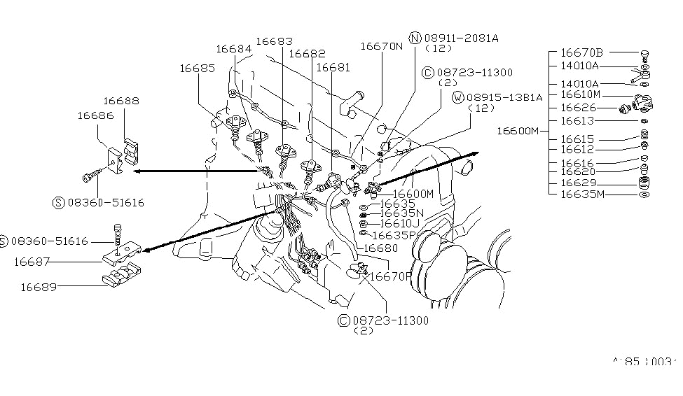 Nissan 16666-V0700 Bolt