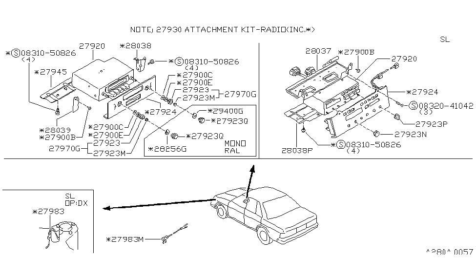 Nissan 28040-W2400 Radio FINISHER 910