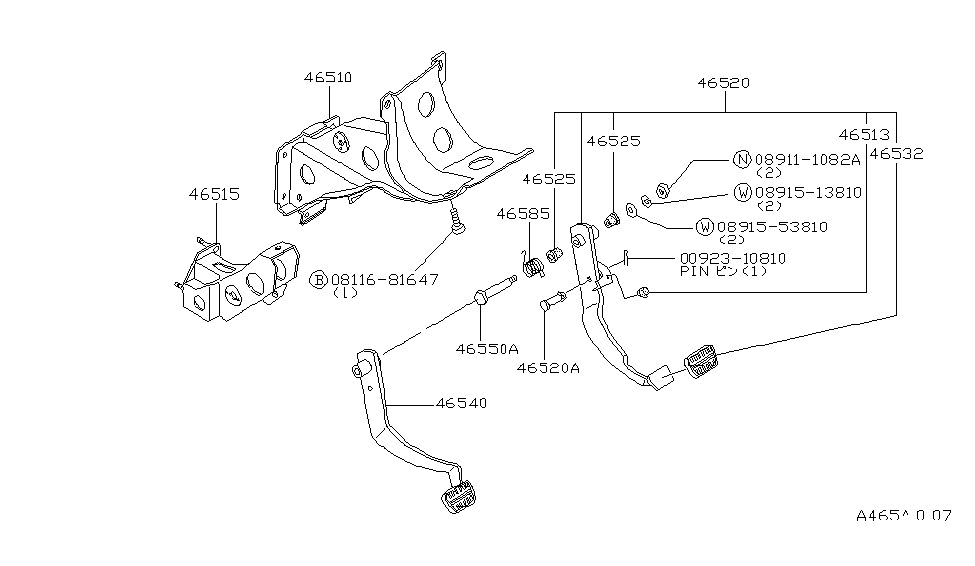 Nissan 46515-W1305 Bracket Clutch Pedal