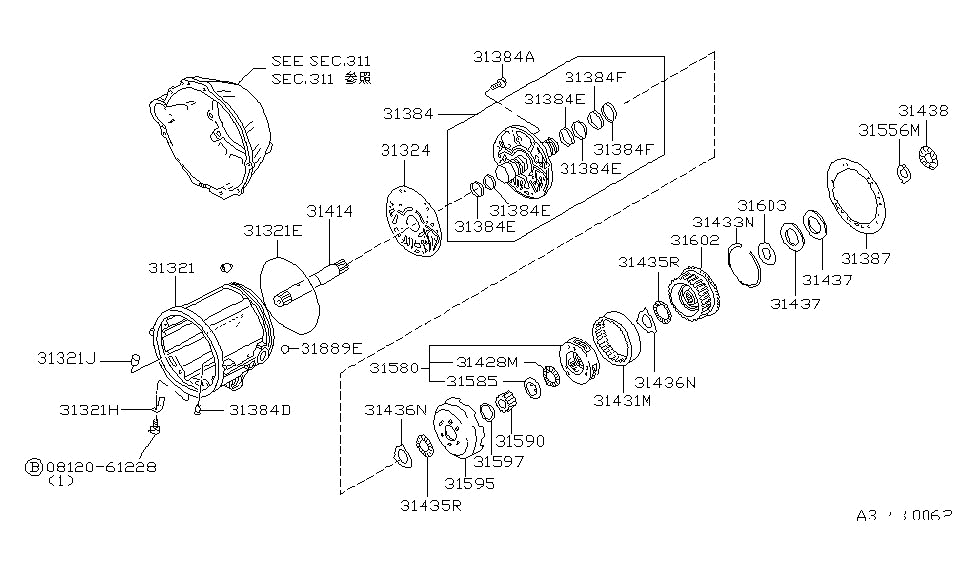 Nissan 31384-X8603 Support Drum