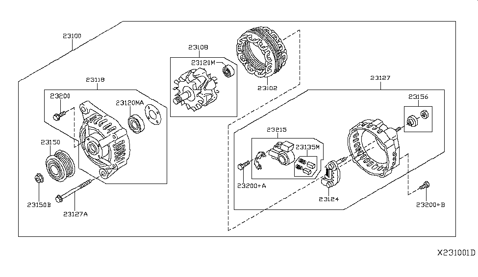 23100-EM01AR Nissan Reman Alternator Assembly
