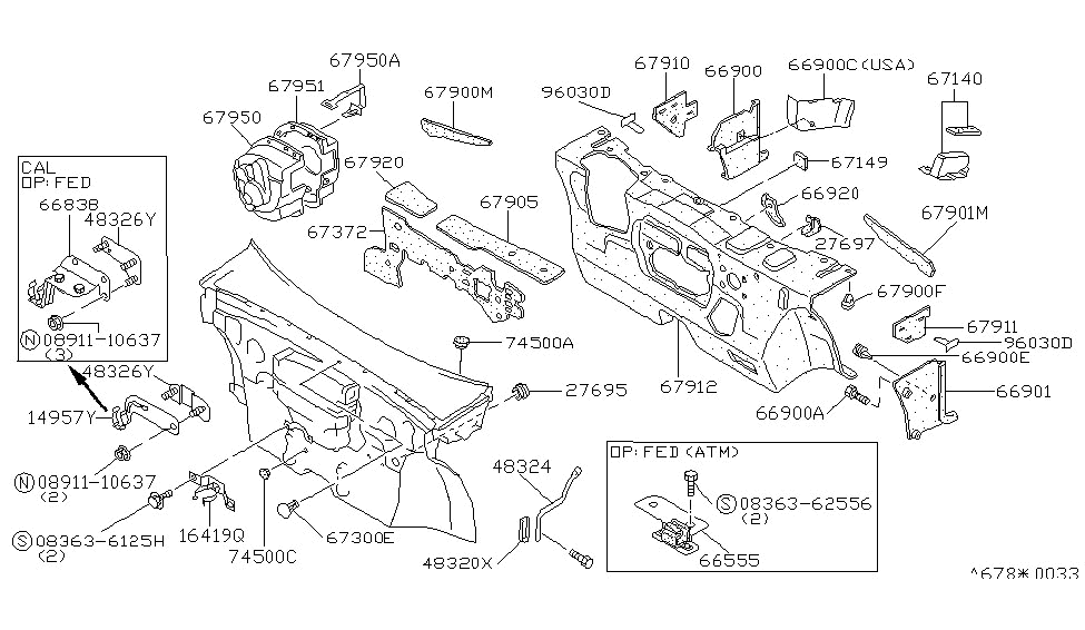 Nissan 67916-D0100 Insulator