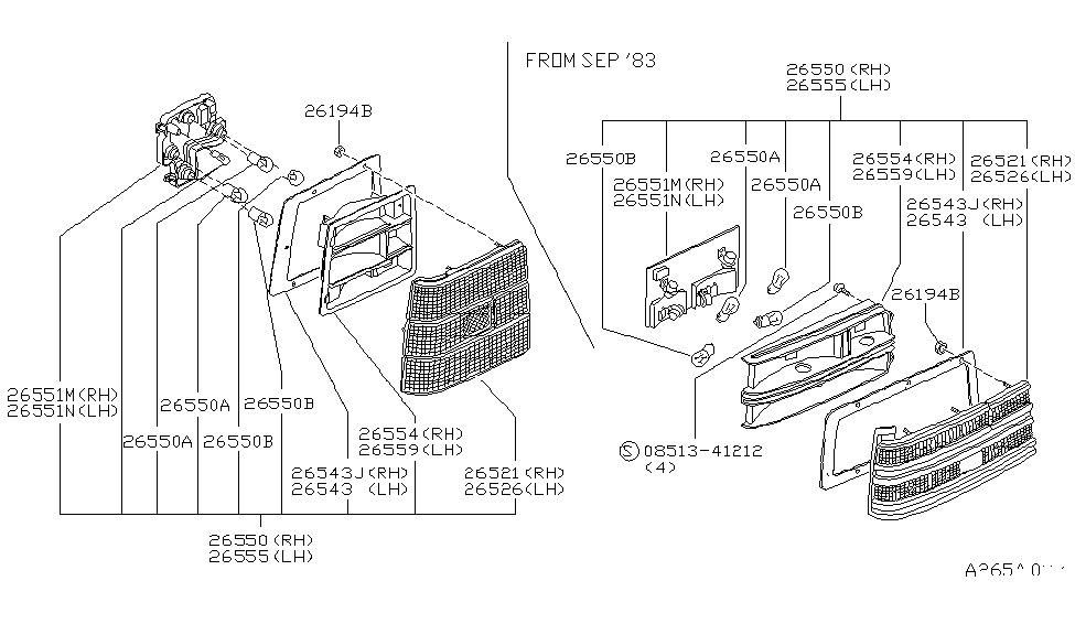 Nissan 26551-D3300 Harness Combination Rear RH