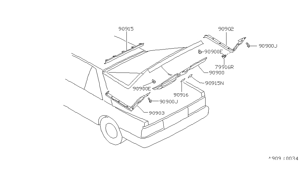 Nissan 90915-56A01 Cover-Back Door Inside RH