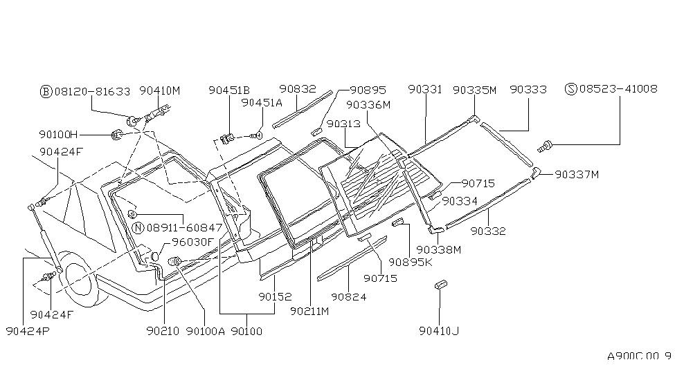 Nissan 90382-55A00 Welt-Back Door Opening