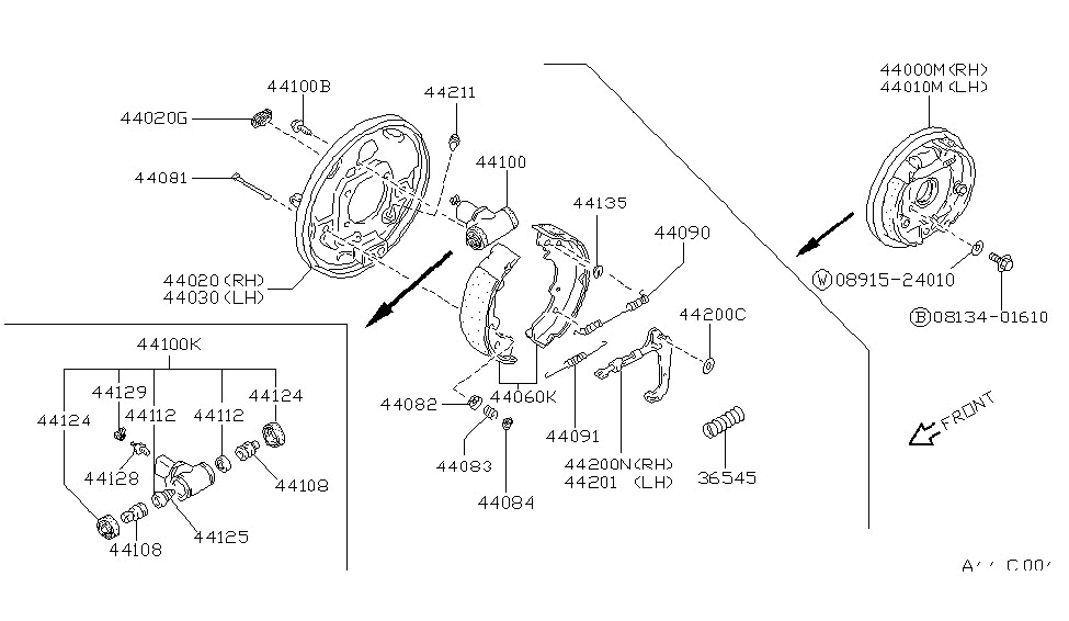 Nissan 44000-60A10 Brake Assembly-Drum, Rear RH