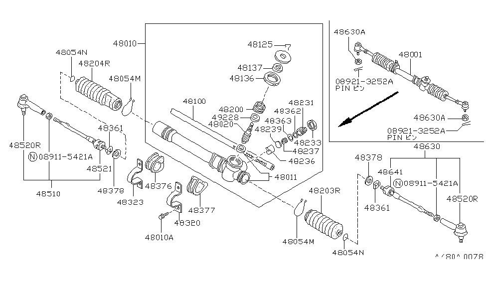 Nissan 48011-61A00 Housing-Steering Gear