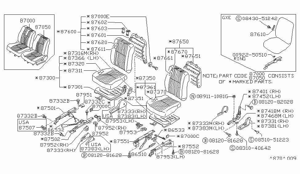 Nissan 87670-61A10 Trim Assembly-Back Seat LH