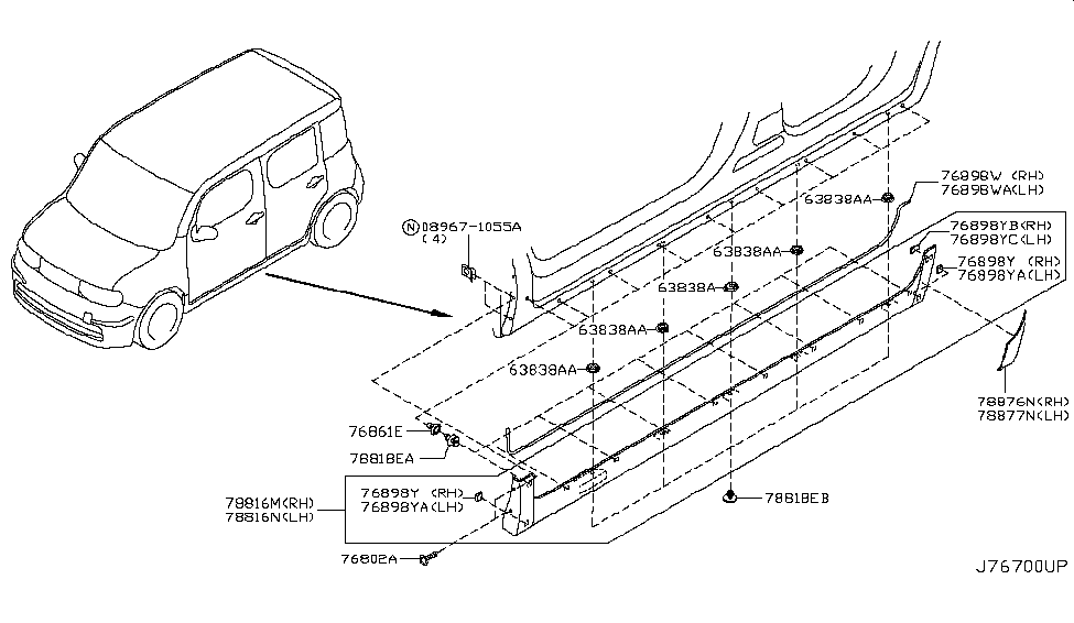 Nissan G6896-1A14A Seal-Center Mudguard