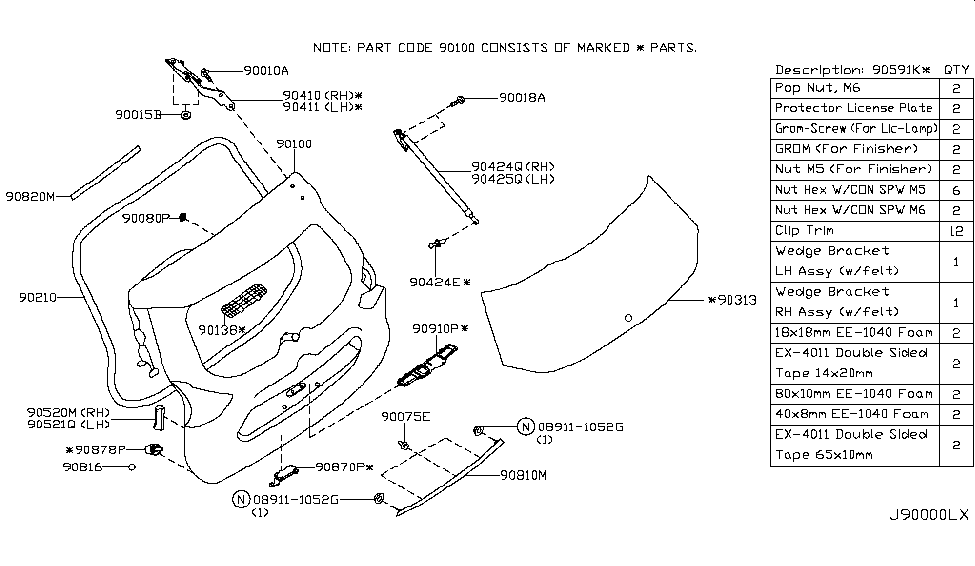 Nissan 90591-6FR0B Fix Parts Kit