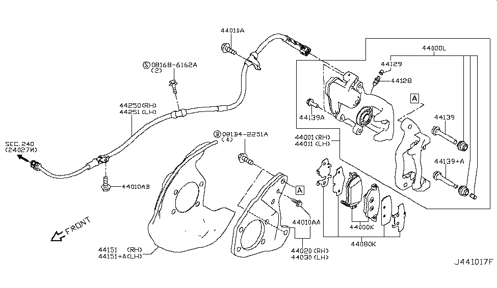 Nissan 44251-4BA4A Harness Assembly-Parking Brake,LH