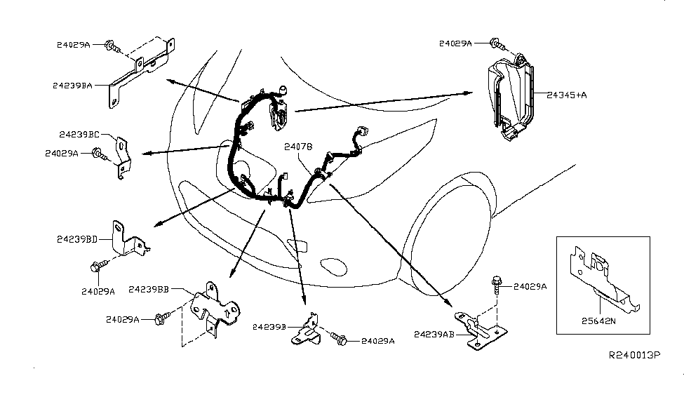 Nissan 24239-3NF3B Bracket-Engine Room Harness