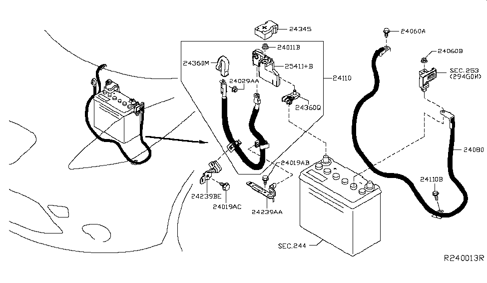 Nissan 24239-3NF0A Bracket-Engine Room Harness