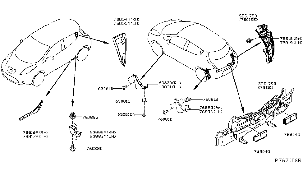 Nissan 78817-3NF0A Protector-Rear Fender Chipping,LH