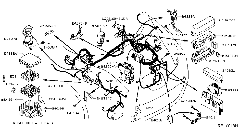 Nissan 24239-3NF3A Bracket-Engine Harness