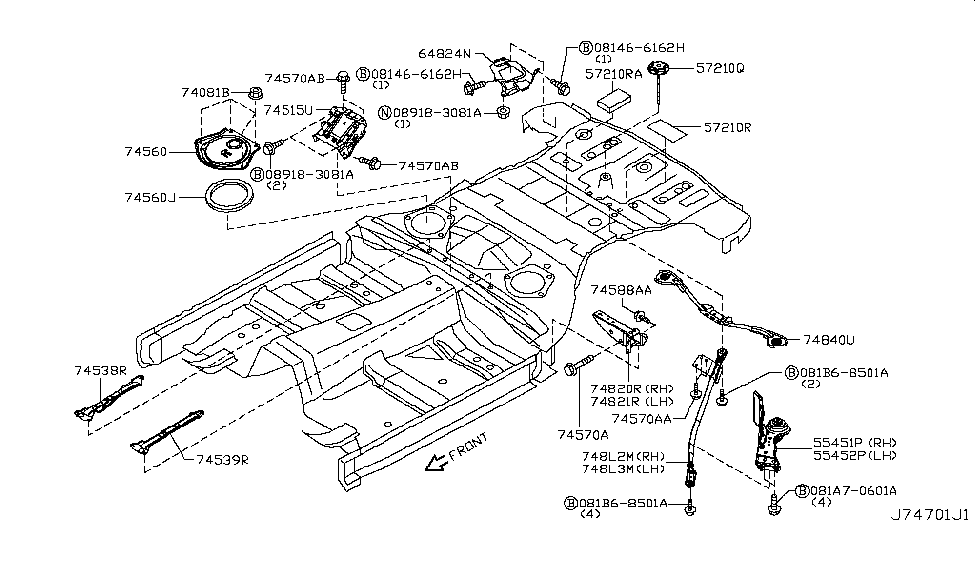 Nissan 74853-6GC0A Shim-Spare Tire Carrier,Luggage Room