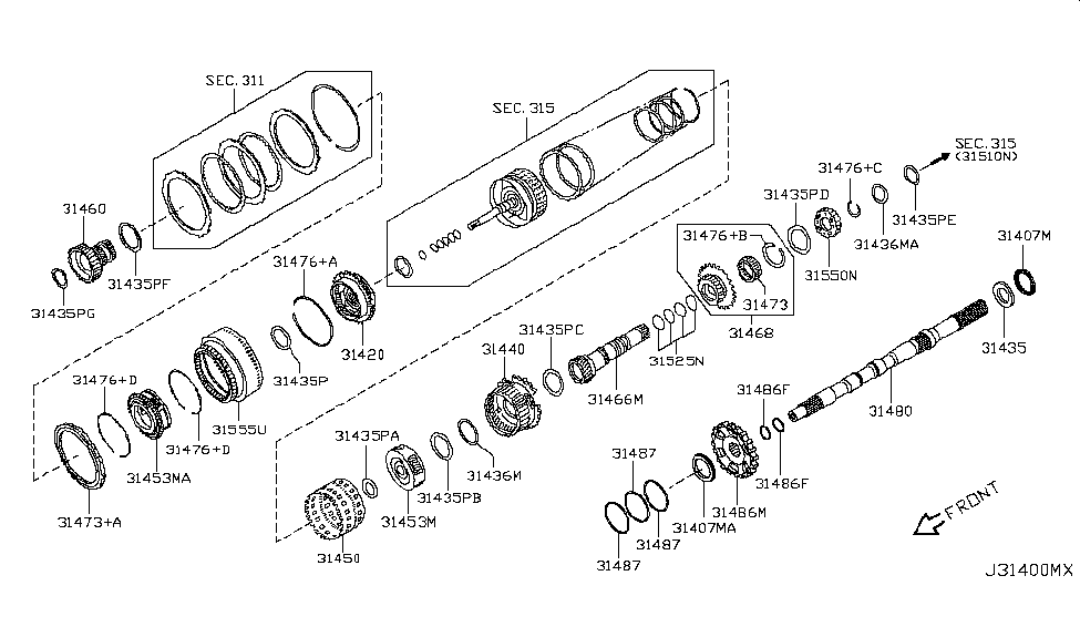 Nissan 31466-1XJ0A Gear Assembly-Sub,Mid