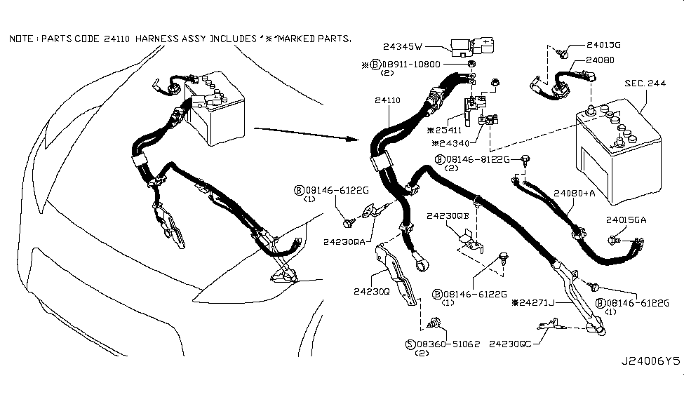 Nissan 24275-JK60A Protector-Harness