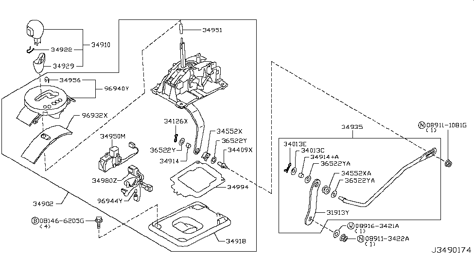 Nissan 34980-1EA1B Park Position Switch