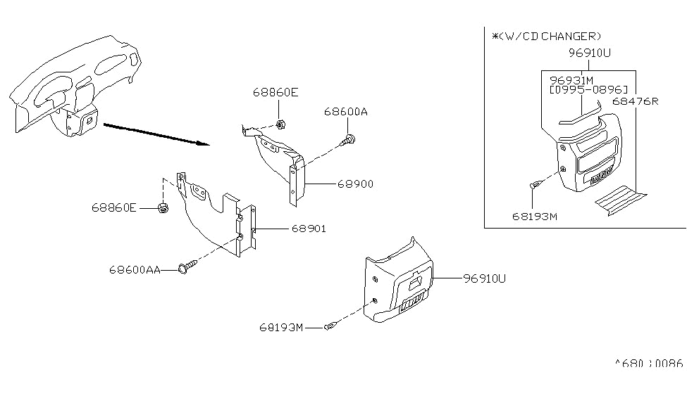 Nissan 96931-1B123 FINISHER Console