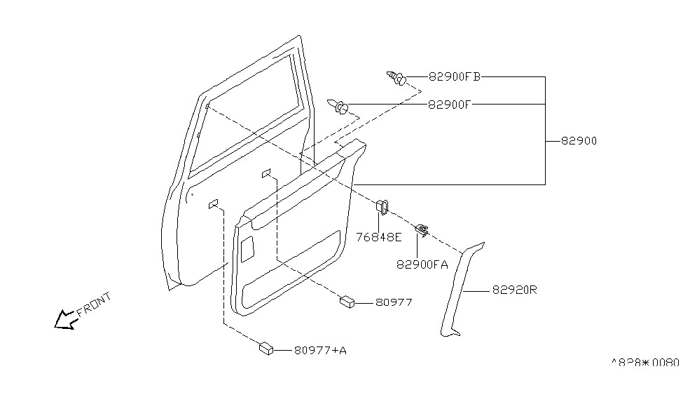 Nissan 82996-0B000 SPACER Door Trim