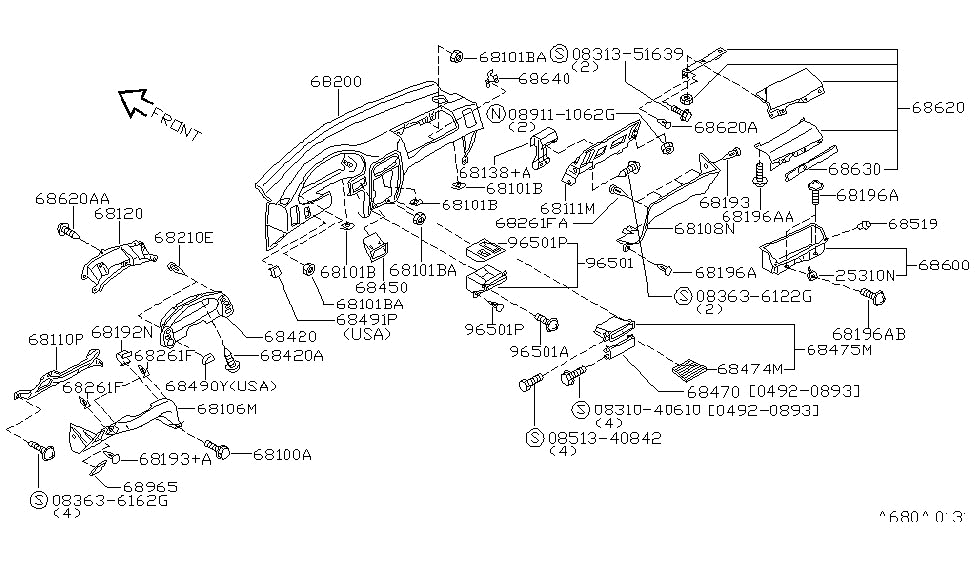 Nissan 68138-0B000 Bracket-Instrument Member, R